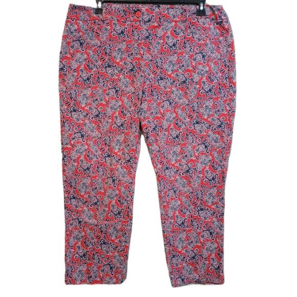 Talbots The Perfect Crop in Paisley Pants 18 Cotton Spandex Blend Casual Style - Picture 1 of 8